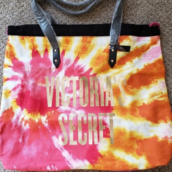 NWT Victoria's Secret Tie Dye Canvas Tote Bag - Picture 3 of 5